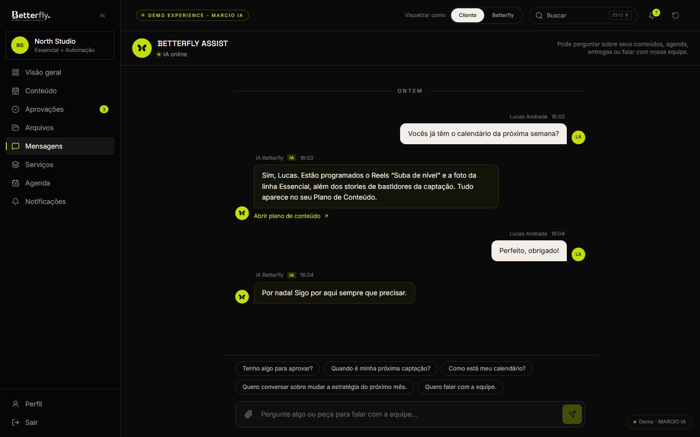Betterfly: mensagens no computador, projeto de Márcio Felipe