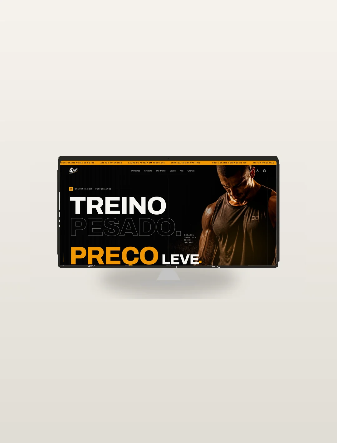 Página inicial do site da Musclor Suplementos